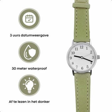 Tyme Santorini Dames Horloge - 27mm Wit/Groen- Horloges voor, Ophalen of Verzenden, Nieuw