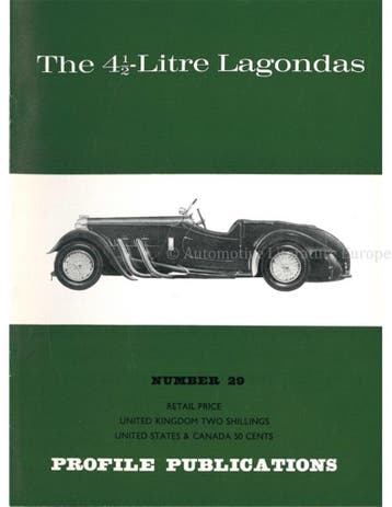 THE 4.5 LITRE LAGONDA (PROFILE PUBLICATIONS 29), Nieuw, Author