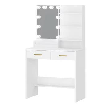 Kaptafel LED met Spiegel, 2 Lades en 4 Planken, Huis en Inrichting, Tafels | Kaptafels, Verzenden, Nieuw