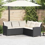 vidaXL Loungebank met kussens L-vormig poly rattan zwart, Verzenden, Nieuw, Rotan, Loungeset
