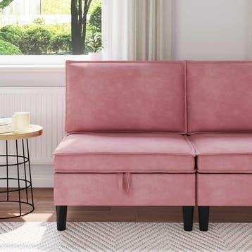 vidaXL Middelste Bank met Opbergruimte Roze Fluweel, Huis en Inrichting, Banken | Bankstellen, Verzenden, Nieuw, Stof, Minder dan 150 cm