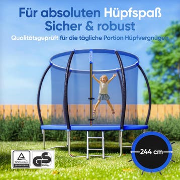 Trampoline 244 cm Veiligheidsnet TÜV GS Gecertificeerd, Verzenden, Nieuw