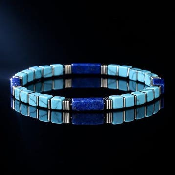 Stapelbare lapis lazuli, turkoois steen Stretch - Armband