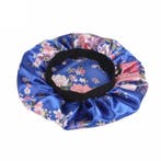 Blauw Roze bloemen Satijnen Slaapmuts / Satin Hair Bonnet /, Ophalen of Verzenden, Nieuw