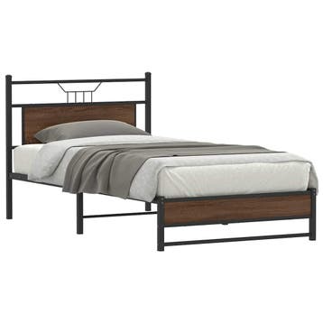 vidaXL Bedframe zonder matras 107x203 cm spaanplaat bruin, Eenpersoons, Bruin, Verzenden, Nieuw