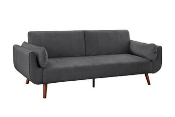 Slaapbank DIVANI 220cm 3-zits fluweel grijs - 48984, Ophalen of Verzenden, Nieuw