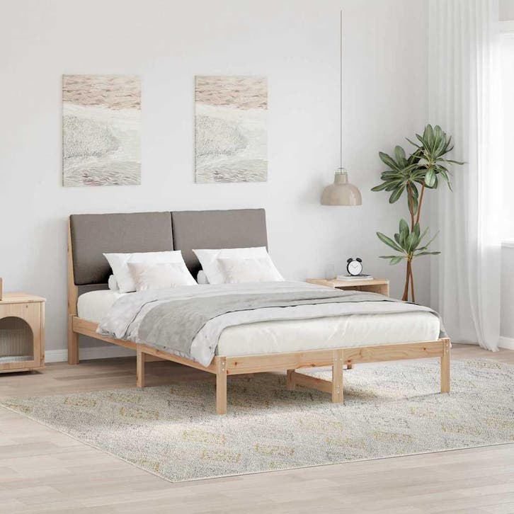 vidaXL Bedframe Bruin en taupe 160 x 200 cm Massief, Huis en Inrichting, Slaapkamer | Bedden, Bruin, Nieuw, Hout, Verzenden