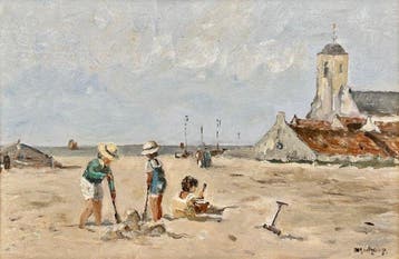 Cor Schaap (1968) - Strandgezicht met Oude Kerk