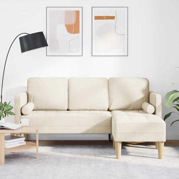 vidaXL Bankstel met kussen Linnen Polyester, Verzenden, Nieuw, Kunststof, Minder dan 150 cm