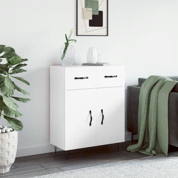 vidaXL Dressoir 69,5x34x90 cm bewerkt hout wit, Verzenden, Nieuw, Overige houtsoorten, Minder dan 50 cm