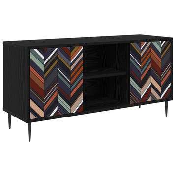 vidaXL Tv-meubel OMMEN 102 x 33 x 51 cm Zwart eiken Bewerkt, Minder dan 50 cm, Verzenden, Nieuw, Minder dan 100 cm