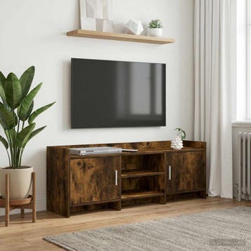 vidaXL TV-kast 130 x 33 x 47 cm Gerookt eiken Bewerkt hout, Minder dan 50 cm, Verzenden, Nieuw, Minder dan 100 cm