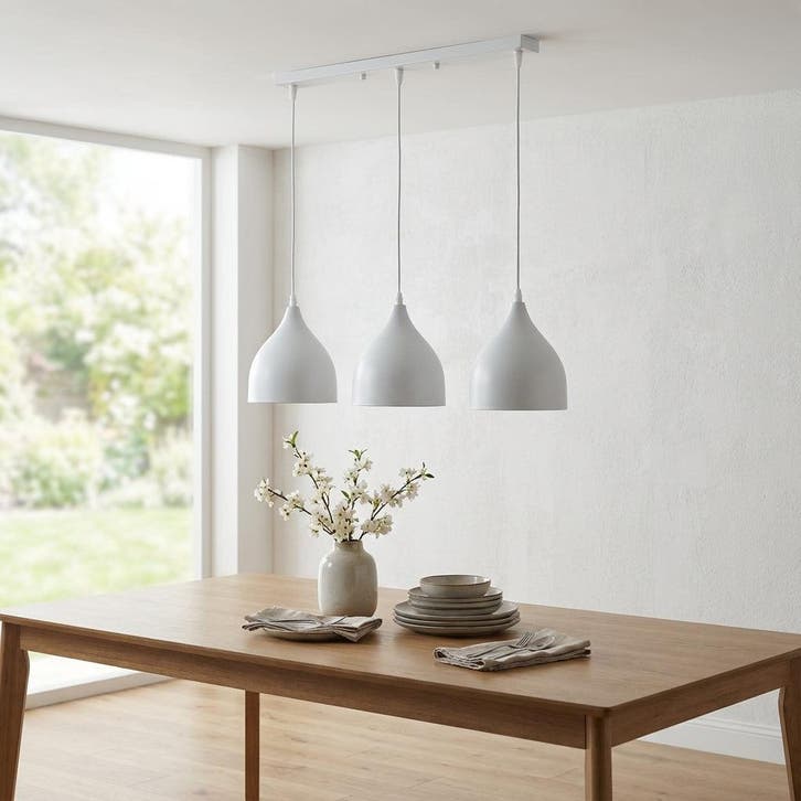 Hanglamp | Como | Wit | 3 lichts | E27 Fitting, Huis en Inrichting, Lampen | Hanglampen, 50 tot 75 cm, Nieuw, Metaal, Ophalen of Verzenden