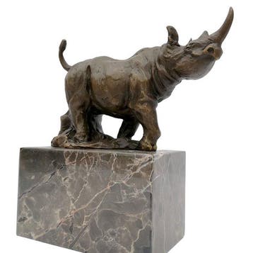 Beeldje - A rhino - Brons, Marmer, Antiek en Kunst