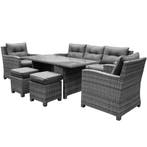 New Castle stoel-bank dining loungeset 6-delig  antraciet, Ophalen of Verzenden, Nieuw, Wicker