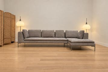 NIEUW BB Italia Charles Hoekbank Taupegrijs + GARANTIE, Hoekbank, Ophalen of Verzenden, Vierpersoons of meer, Design Bank Bankstel Zetel Hoekbank Minotti