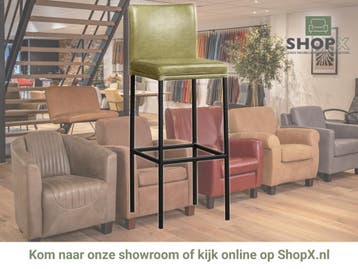 Leren barkruk Break hoog - Vintage Olive (olijf/groen) -, Huis en Inrichting, Barkrukken, Nieuw, Leer, Ophalen of Verzenden, 90 cm of meer