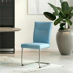 Set van 6 Leren eetkamerstoelen Retro - Toledo Sky Blue, Huis en Inrichting, Ophalen of Verzenden, Nieuw, Leer