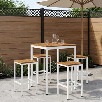 vidaXL Tuinbar Tafel Natuurlijk en Wit 80 x 80,5 x 105 cm, Verzenden, Nieuw