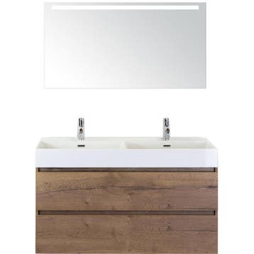 Maxx XL Badmeubelset 120 cm - Tabacco - Wastafel Kube Dubbel, Ophalen of Verzenden, Nieuw