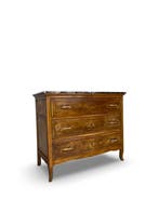 Ladekast - Walnoot, Hout, Messing, Marmer