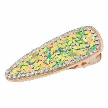 Haarspeld Duckklem 6cm – Glitter en Strass Steentjes – Goud, Nieuw