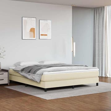 vidaXL Boxspring met matras kunstleer crèmekleurig 160x200, Overige materialen, Verzenden, 160 cm, Nieuw