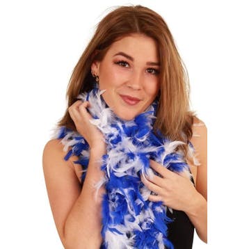 Luxe boa blauw met wit 180 cm - Boa's, Ophalen of Verzenden, Nieuw