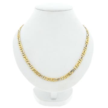 Bicolor gouden marineschakel ketting, Ophalen of Verzenden, Gebruikt, Overige kleuren, Goud
