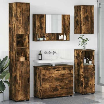 vidaXL Badkamermeubelset 5 st Gerookt eiken 35 x 30 x 192 cm, Huis en Inrichting, Verzenden, Nieuw, Overige typen