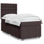 vidaXL Boxspring met matras stof donkerbruin 90x200 cm, Huis en Inrichting, Slaapkamer | Bedden, 90 cm, Eenpersoons, Bruin, Verzenden