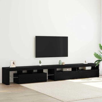 vidaXL TV-kast 3 pcs Zwart Eiken 290 x 36,5 x 40 cm Bewerkt, Minder dan 50 cm, Verzenden, Nieuw, Minder dan 100 cm