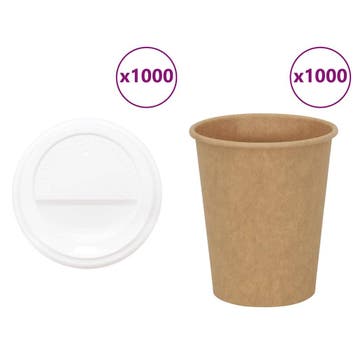 vidaXL Papieren koffiekopjes met deksel 1000 st 8oz 200 ml, Verzenden, Nieuw