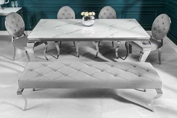 Design eettafel MODERN BAROK 180 cm wit chroom glazen blad, Huis en Inrichting, Tafels | Eettafels, Ophalen of Verzenden, Nieuw