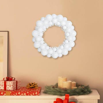 vidaXL Kerstbal Kransen 2 st Wit 33 x 33 x 7 cm Polystyreen, Diversen, Verzenden, Nieuw
