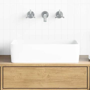 vidaXL Wasbak 48x37x13 rechthoekig keramiek wit, Verzenden, Nieuw
