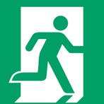 Pictogram bordje Nooduitgang rechts, 150 x 150 mm, groen -, Verzenden