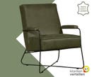 Leren fauteuil Hope - Vintage Olive (olijf/groen), Huis en Inrichting, Fauteuils, Nieuw, Ophalen of Verzenden, Eigentijds, Industrieel, Modern, Scandinavisch