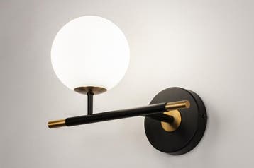 Rietveld Wandlampen - Zwart, Goud - Glas, Metaal, Verzenden, Nieuw