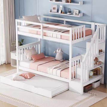 Stapelbed 90x200 cm met Traprek en Uitschuifbed, Huis en Inrichting, Verzenden, Nieuw