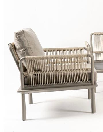 Loungestoel-Trino-beige-kussens-textileen-the-outsider, Tuin en Terras, Verzenden, Nieuw