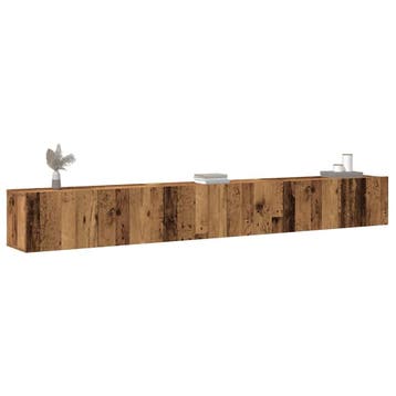 vidaXL 3-delig Tv-meubelset wandmontage bewerkt hout oud, Verzenden, Nieuw, Overige houtsoorten
