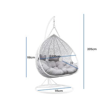 Hangstoel 2 pers | Wit-grijs | Nieuw | Scherpe Prijs, Kunststof, Twee, Wit, Nieuw
