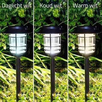 Set van 4 linkbare solarlampen | Instelbaar wit licht, Tuin en Terras, Zonne-energie, Kunststof, Verzenden, Minder dan 50 watt