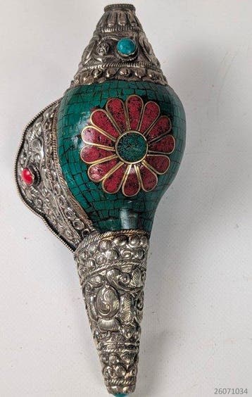 Handgemaakt Conch hoorn Shanka - - Hoorn - Nepal - 1980
