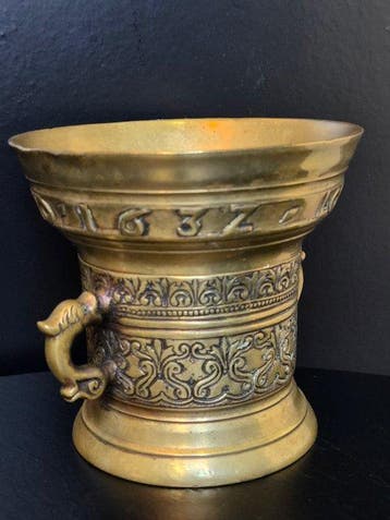 Vijzel - Antieke bronzen mortier – Barok/Renaissance-periode