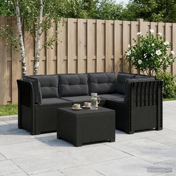 vidaXL 4-Persoons Tuinbank met Kussens Rieten Look PP, Verzenden, Nieuw