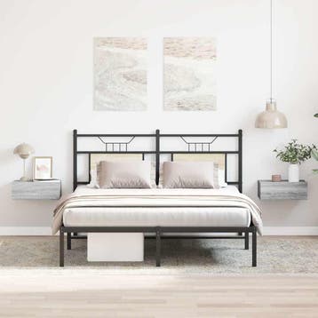 vidaXL Nachtkastjes 2 st zwevend 40x30x15 cm bewerkt hout, Minder dan 45 cm, Verzenden, Nieuw, Minder dan 55 cm