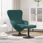 vidaXL Egg Chair met Voetsteun Donkergroen Fluweel, Huis en Inrichting, Fauteuils, Verzenden, Nieuw