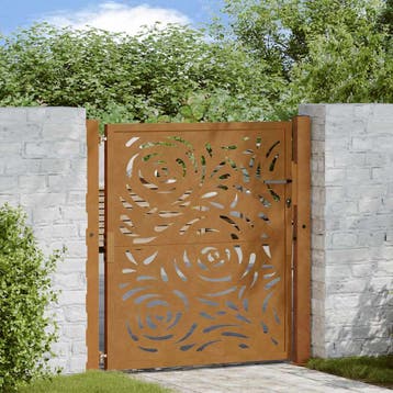 vidaXL Poort met vlamontwerp 100x100 cm weervast staal, Verzenden, Nieuw